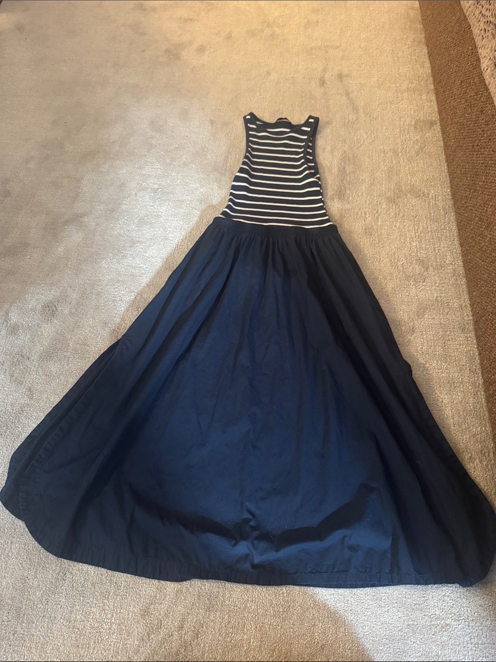 Striped Racerback Maxi Dress in Navy and White